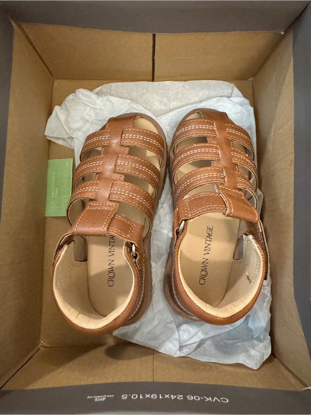 New in Box Crown Vintage Toddler Boy Brady Fisherman Cognac Sandals Size 7